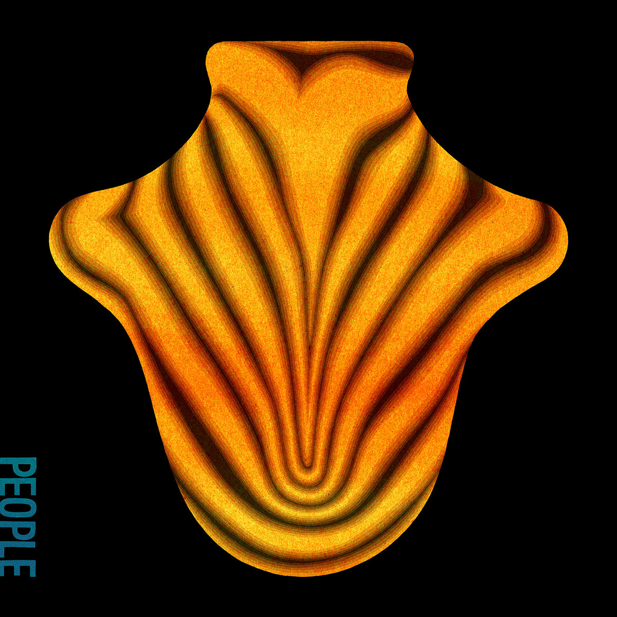 Big Red Machine debut album cover — an orange-and-brown striped, bell-shaped form on black, with the PEOPLE logo in blue at the lower left
